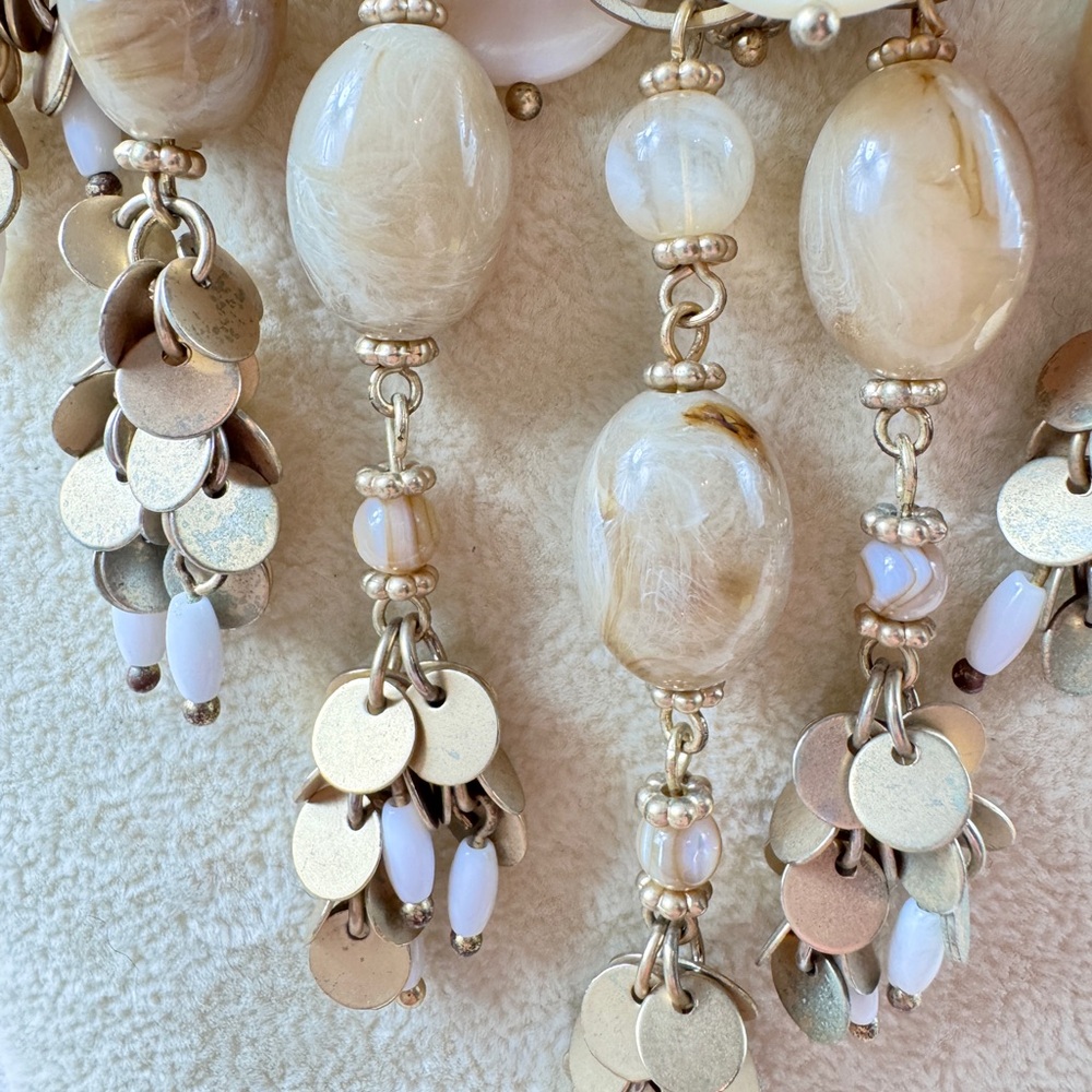 Chicos Elegant Gold and Cream Statement Necklace - Picture 3 of 13